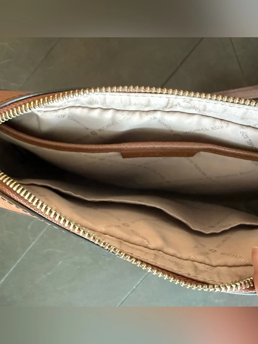 Michael Kors Jet Set Saffiano Leather Crossbody Bag Luggage BROWN Vintage